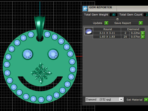 Smiley Pendant Model Cetak 3D