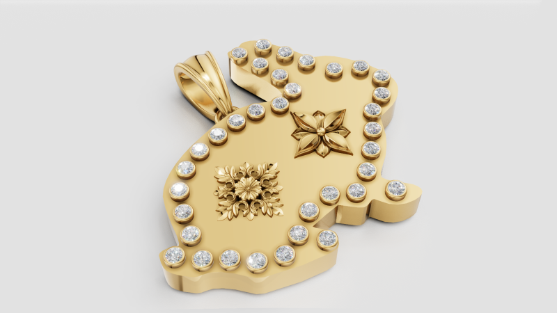 Rabbit Pendant 3D Print Model .c4d .max .obj .3ds .fbx .stl .blend