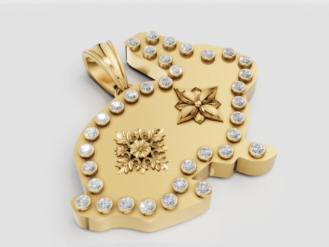 Rabbit Pendant 3D Print Model