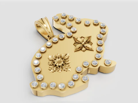 兔子吊坠 3D 打印模型