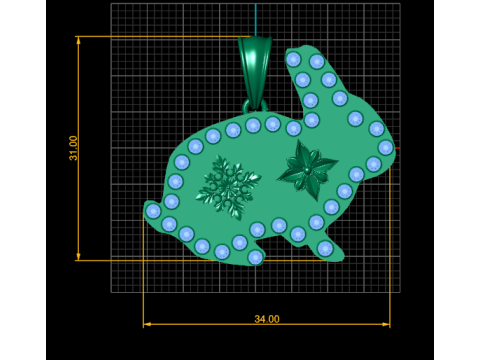 Rabbit Pendant 3D Print Model