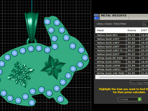 Rabbit Pendant 3D Print Model