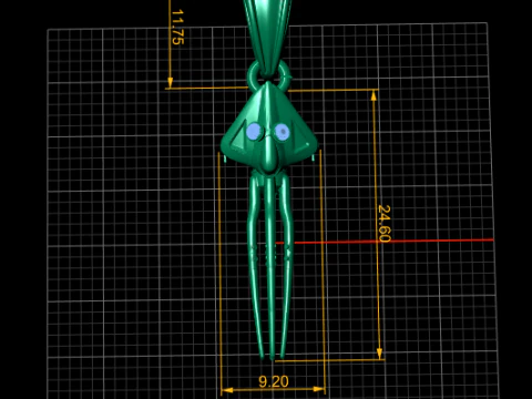Squid Pendant 3D Print Model