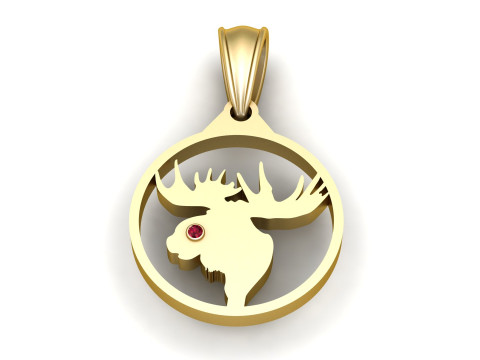 Moose Pendant 3D Print Model