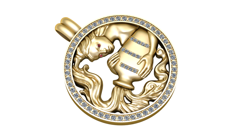 Aquarius pendant 3D Print Model .c4d .max .obj .3ds .fbx .stl .blend