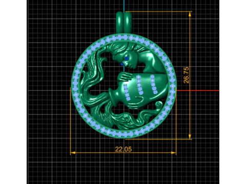 Aquarius pendant 3D Print Model