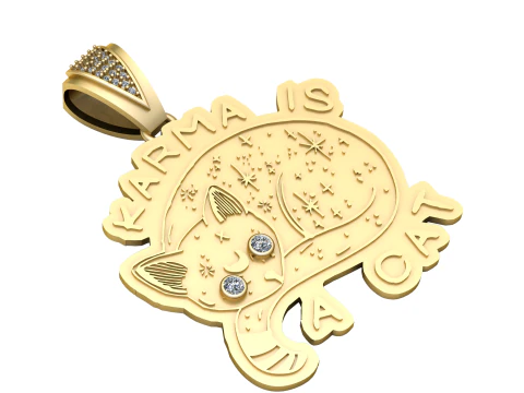 猫吊坠 3D 打印模型