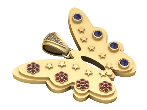 Pendentif papillon Modèles 3D en vedette