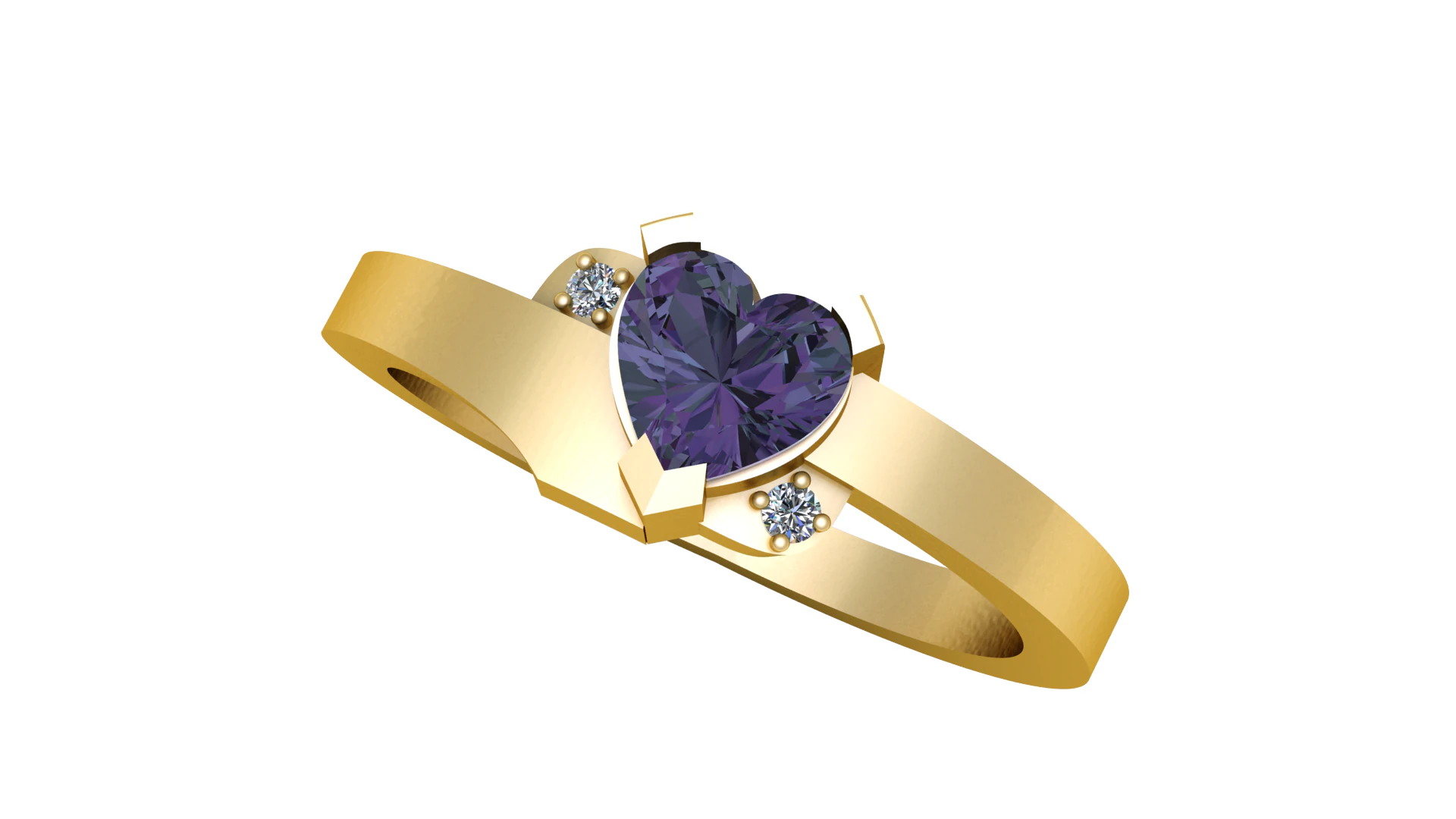 Heart gemstone ring 3D Print Model .c4d .max .obj .3ds .fbx .stl .blend 