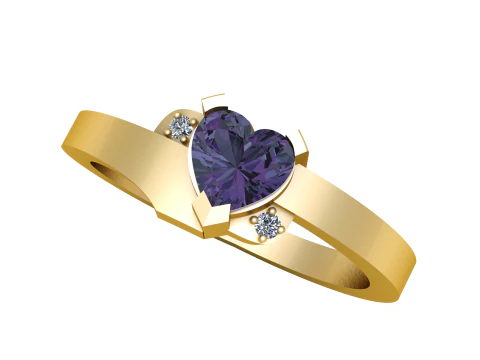 하트 원석 반지 3D 프린트 모델