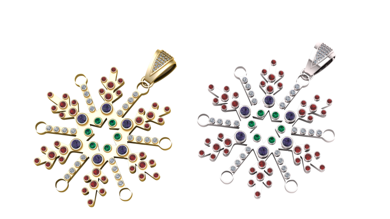 Snowflake pendant 3Dプリントモデル .c4d .max .obj .3ds .fbx .stl .blend 