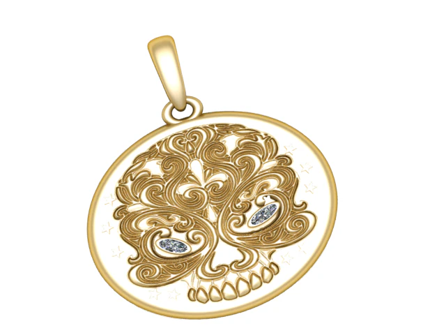 Gold skull pendant 3D Print Model .c4d .max .obj .3ds .fbx .stl .blend 