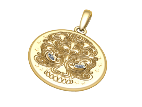 Gold skull pendant 3D Print Model