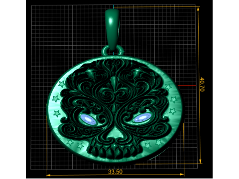Gold skull pendant 3D Print Model