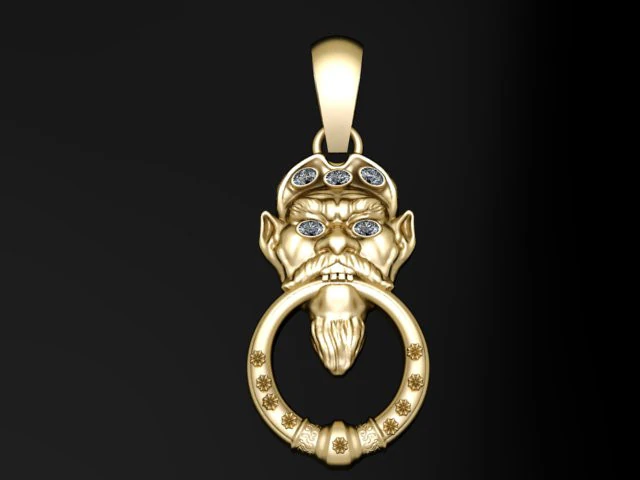 Gold Goblin Pendant 3D Print Model .c4d .max .obj .3ds .fbx .stl .blend 