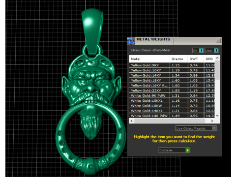 Gold Goblin Pendant 3D Druckmodell