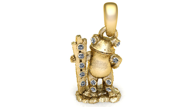 3D Frog Pendant 3D 프린트 모델 .c4d .max .obj .3ds .fbx .stl .blend 