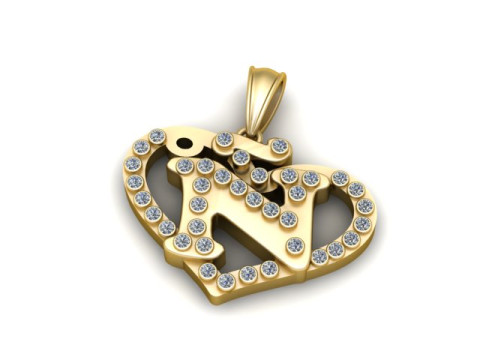 Heart Initial Pendant 3Dプリントモデル