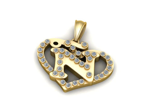 Pingente inicial de cora&ccedil;&atilde;o Modelo de Impressão 3D