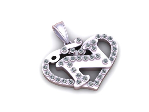 Heart Initial Pendant 3Dプリントモデル