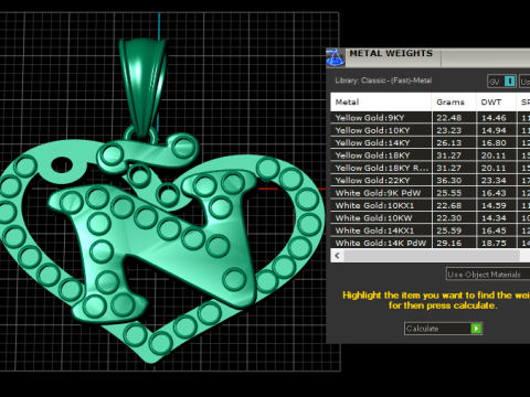 Heart Initial Pendant 3Dプリントモデル