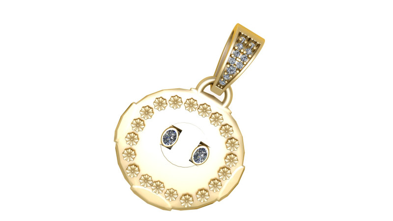 3D Smiley Face Pendant Model do druku 3D .c4d .max .obj .3ds .fbx .stl .blend 