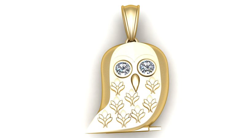 Owl Pendant 3D Print Model .c4d .max .obj .3ds .fbx .stl .blend