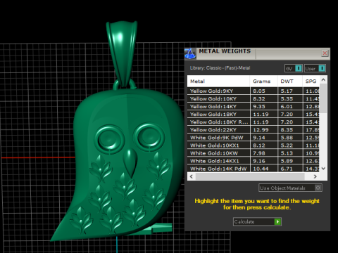 Owl Pendant 3D Print Model