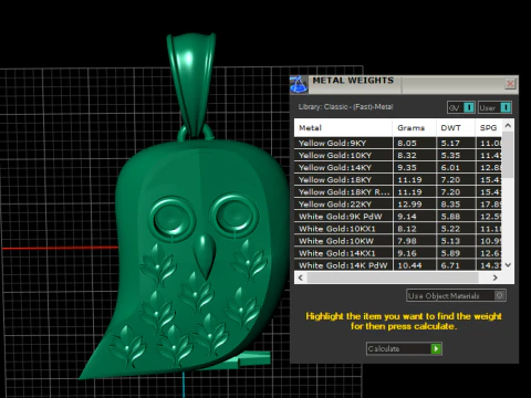 Owl Pendant 3D Print Model