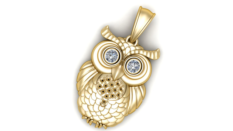 Luxury Owl Pendant Model Cetak 3D .c4d .max .obj .3ds .fbx .stl .blend