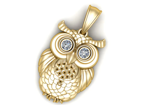 Luxuri&ouml;ser Eulen-Anh&auml;nger 3D Druckmodell