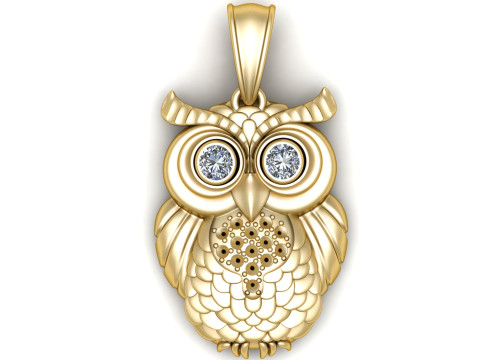 Luxury Owl Pendant Model Cetak 3D