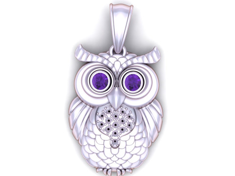 Luxury Owl Pendant Model Cetak 3D