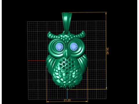 Luxury Owl Pendant Model Cetak 3D