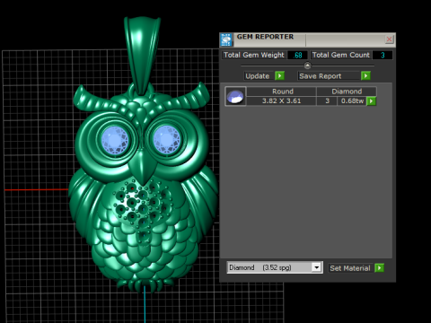 Luxury Owl Pendant Model Cetak 3D