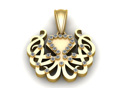 Romantic Gold Pendant 3D Print Model