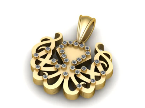 Romantic Gold Pendant 3D Print Model