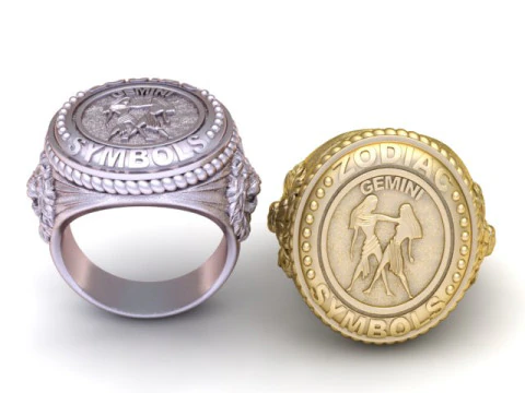 Gemini Signet Ring 3D Print Model