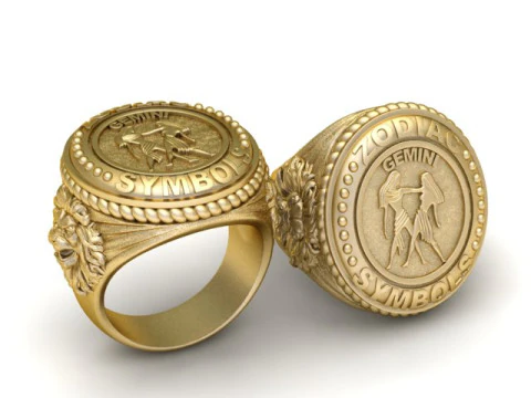 Gemini Signet Ring 3D Print Model