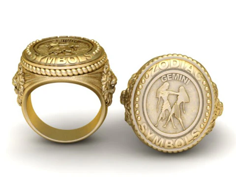 Gemini Signet Ring 3D Print Model