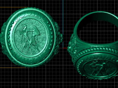 Gemini Signet Ring 3D 打印模型