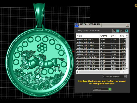 Horse Pendant 3Dプリントモデル