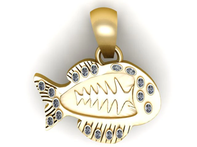 Fish Pendant 3D Print Model .c4d .max .obj .3ds .fbx .stl .blend 