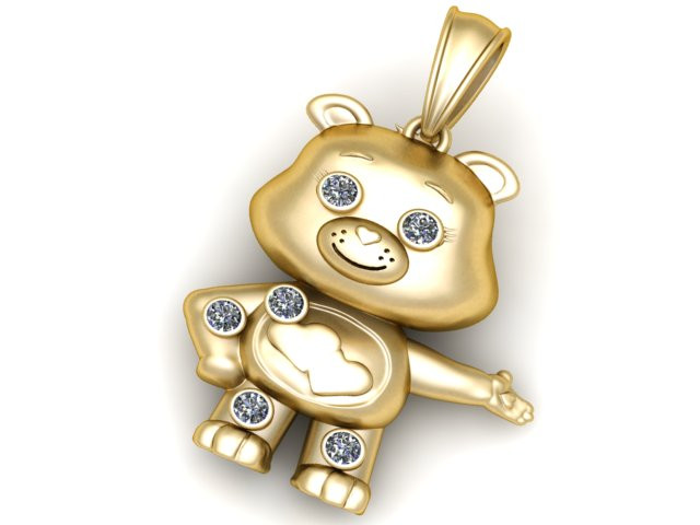 Teddy Bear Pendant 3D 打印模型 .c4d .max .obj .3ds .fbx .stl .blend 