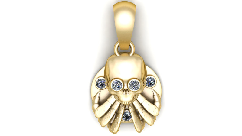 Skull Crab Pendant 3Dプリントモデル .c4d .max .obj .3ds .fbx .stl .blend