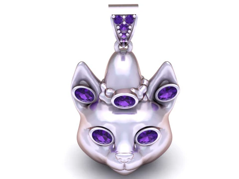 3D Cat Pendant 3D Print Model