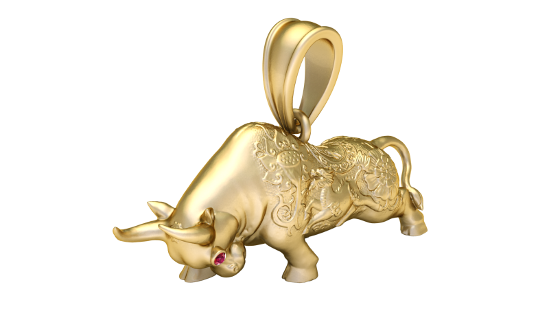 Gold Bull Pendent 3D Model .c4d .max .obj .3ds .fbx .stl .blend 