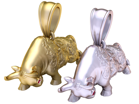 Gold Bull Pendent 3D Model