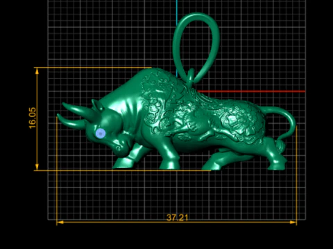 Gold Bull Pendent 3D Model