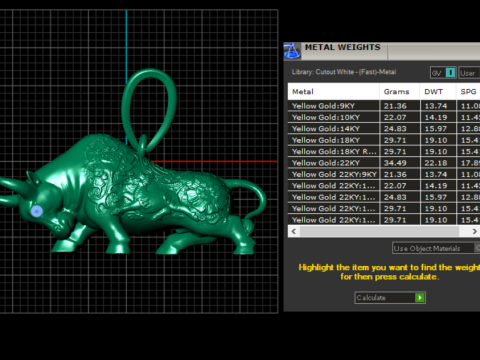 Gold Bull Pendent 3D Model